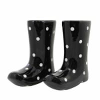Home Decor Rain Boot Bud Vase Dolomite Wellies Polka Dots A5227 Black