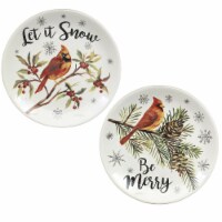 Tabletop Cardinal Dessert Plate Ceramic Christmas Red Bird C46004257 Snow