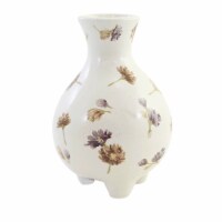 Home Decor Cottage Floral Vase Dolomite Footed Flowers A7007 Gray