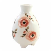 Home Decor Cottage Floral Vase Dolomite Footed Flowers A7007 Pink