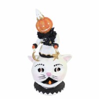 Dee Foust-Harvey Kiki's Kitty Luminary Polyresin Halloween Cat Pumpkin 81070