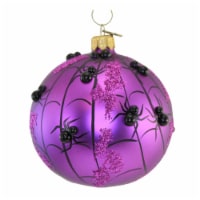 Blu Bom Pumpkin With Spiders Glass Halloween Ball Ornament Webs 2020231 Purple