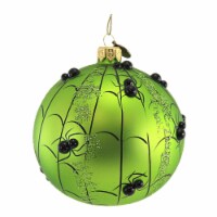 Blu Bom Pumpkin With Spiders Glass Halloween Ball Ornament Webs 2020231 Green