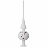 Tree Topper Finial Rudi Reindeer Tree Topper White Matte Nose Red 21395T032