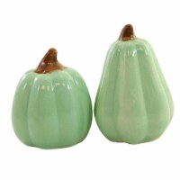 Tabletop Pumpkin Salt And Pepper Shaker Dolomite Halloween Fall H8400 Green