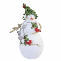 Christmas Snowman W/Cardinal Polyresin Figurine Red Bird Tree Y8870 Down