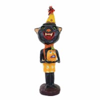 Jorge De Rojas Smiley Puss Polyresin Halloween Black Cat Pumpkin 43043