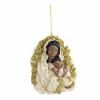 Holiday Ornament Holy Family Dark Skin Mary Baby Jesus Christmas E0537 Mary/Baby