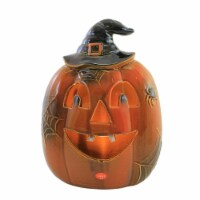 Halloween Jack-O-Lantern LED Light Up Ceramic Cobweb Pumpkin Th00376 Orange