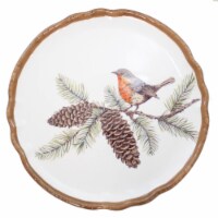 Tabletop Woodland Critter Plate Ceramic Cocktail Pinecones Th00655 Red