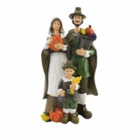 Thanksgiving Pilgrim Family Polyresin Pumpkins Wheat Dinner Th00598 Brown