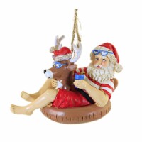 Holiday Ornament Beach Santa On Float Polyresin Christmas Sunglasses E0535 Deer