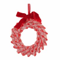 Holiday Ornament Peppermint Wreath Clay Red And White D4102 Ribbon