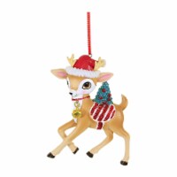 Holiday Ornament Peppermint Reindeer Polyresin Christmas Tree D4112 Plain