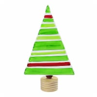 Christmas Glass Holiday Tree Glass Home Decoration Wood Base 8Tag257 Stripe