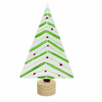 Christmas Glass Holiday Tree Glass Home Decoration Wood Base 8Tag257 Berry