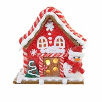 Christmas Small Lit Gingerbread House Led Frosting Candy Gbj0034 Snowman