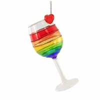 Holiday Ornament Pride Drinking Glass Glass Rainbow Heart T3186 Wine