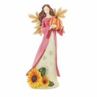 Fall Sunflower Angel Polyresin Leaf Wings Th00681 Pumpkin
