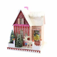 Christmas Candy Cane Bungalow Paper Board Putz Reindeer Hou347