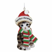 Holiday Ornament Kitten With Knitted Scarf Christmas Santa Hat Ex26300 Purrfect