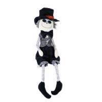 Halloween Skeleton Shelf Sitter. Polyester Stitched Mouth Black Hat J9580 Male