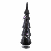 Craftoutlet.com 16.25 Glistening Black Spider Tree Silver Base 5 Tiered