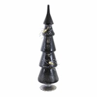 Craftoutlet.com 16.25 Glistening Black Spider Tree Silver Base 5 Tiered