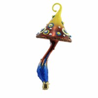 Blu Bom Brown & Yellow Magic Mushroom Glass Ornament Clip On 2022205