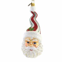 Blu Bom Striped Hat Curly Santa Glass Ornamet Holly Leaf Traditional 2020376