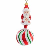 Blu Bom Peppermint Swirl Santa On Ball Ornament Christmas Candy Cane 202280