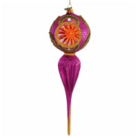 Blu Bom Fuchsia & Gold Reflector Drop Ornament Single Ball Sunburst 2022263