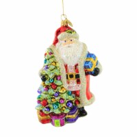 Huras Picture Perfect Santa Glass Ornament Christmas Tree Holiday Hf790