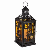 Halloween Led Metal Lantern Metal Stacked Pumpkin Haunted House 8Led593 House