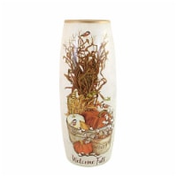 Stony Creek Quail Chickadees Lg Prelit Vase Glass Autumn Fall Lwq2302 Fall