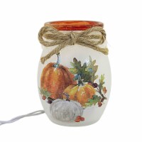 Stony Creek Pumpkins Pre-Lit Small Jar Glass Fall Thanksgiving Sdf1280 Leaves