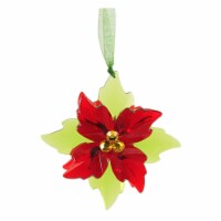 Holiday Ornament Mini Poinsettia Facet Ornament Light Filtering Nd6010851 Green