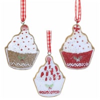 Holiday Ornament Gingerbread Cupcake Set/3 Polyresin Sprinkles Candies G79469