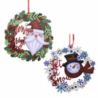 Old World Christmas 2.00 Mini Snowman Ornament Wreath Blue Mittens