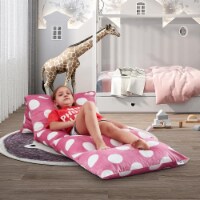 Inspired Home LC186-20PW-UE 88 x 26 in. Microfiber Posh Living Bean Bag Covers, Pink Polka Do