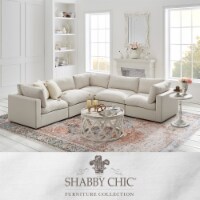 Yasmin Modular L- Sectional Upholstered Corner Linen Sofa cream white