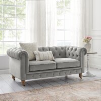 Kaleigh Loveseat-Button Tufted-Rolled Arm, Sinuous Springs grey