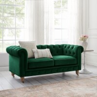 Kaleigh Loveseat-Button Tufted-Rolled Arm, Sinuous Springs hunter green
