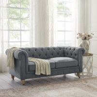 Kaleigh Loveseat-Button Tufted-Rolled Arm, Sinuous Springs-Round Bun Leg with Caster,