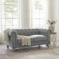 Kaleigh Loveseat-Button Tufted-Rolled Arm, Sinuous Springs-Round Bun Leg with Caster,