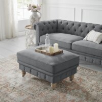 Kaleigh Cocktail Ottoman-Button Tufted-Sinuous Springs-Round Bun Leg with Caster, Removable