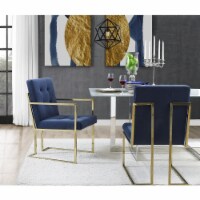 Cecille PU Leather or Velvet Dining Chair-Set of 2-Chrome-Gold Frame-Square Arm-Button