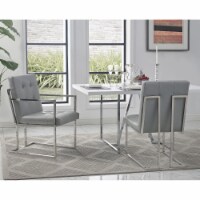Evan Light Grey PU Leather Dining Chair - Set of 2 - Button Tufted in Gray - Posh Living