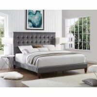 Blake Velvet Button Tufted Platform Bed King Size, Grey
