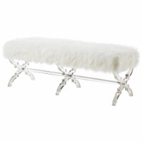 Posh Living Brayden Faux Fur Acrylic X-Leg Bench - Cream White